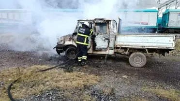 Kamyonetin alevler içinde görüntüsü