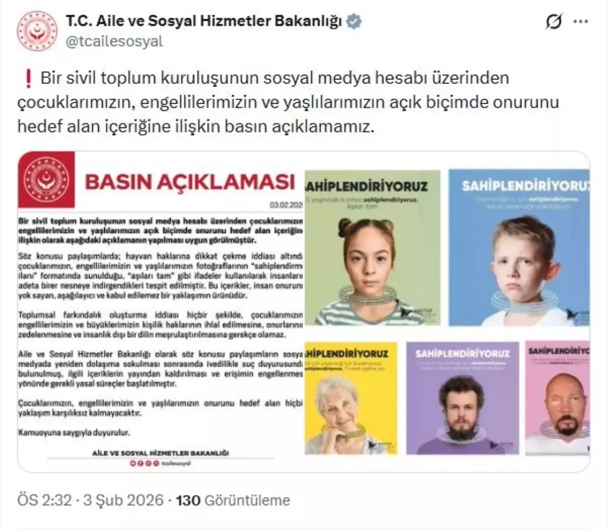 Aile Bakanlığı, Hayvan Hakları İçin Nesneleştirme Paylaşımlarına Suç Duyurusunda Bulundu