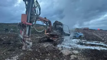 Yangın anındaki iş makinesi