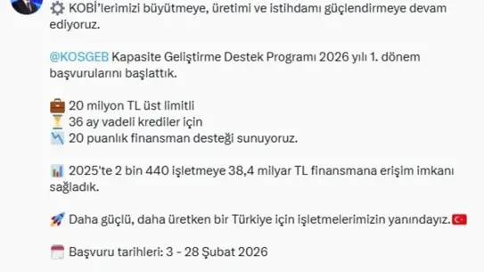 KOSGEB 2026 destek programı görseli