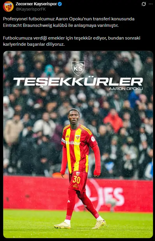 Aaron Opoku yeni takımı Eintracht Braunschweig formasıyla