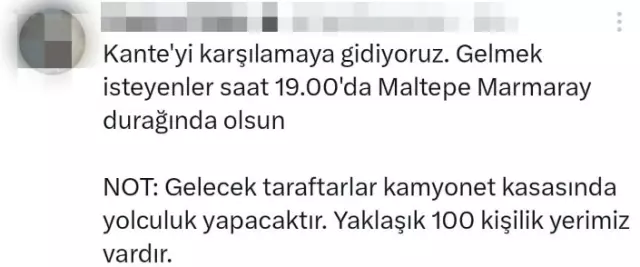 Kamyonetle Kante'yi karşılamak