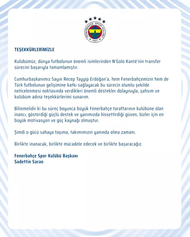 Fenerbahçe taraftarları Kanté’yi coşkuyla karşılarken