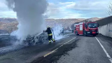 Fatsa’da yangın sonrası araç kalıntısı