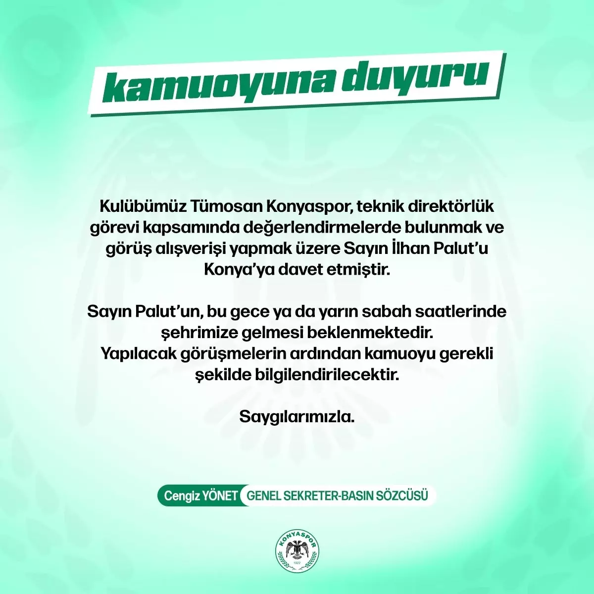 Konyaspor, İlhan Palut'u Teknik Direktörlük Görüşmesi İçin Davet Etti