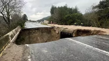 Aydın‑Selçuk Karayolunda Sağanak Nedeniyle Çökme: Onarım Çalışmaları Başladı