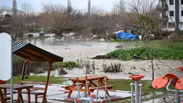 Bakırçay Deresi taşkın anı