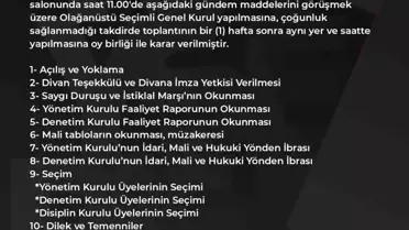 Kayserispor’un Olağanüstü Genel Kurulu 21 Şubat’ta Gerçekleşecek