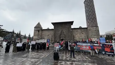 Gazze protestosu sırasında Erzurum sokakları
