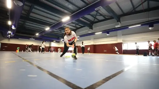 Proje kapsamında spor yapan çocuklar