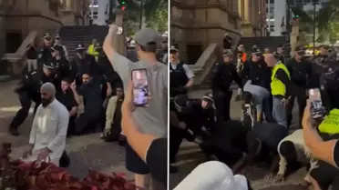 Polisin namaz kılan Müslümanları gözaltına alması