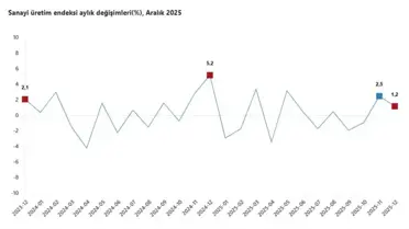 Aralık 2025 Sanayi Üretiminde Yıllık Düşüş, Aylık Hafif Artış Görüldü