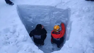 Çığ tatbikatı sırasında ekipler