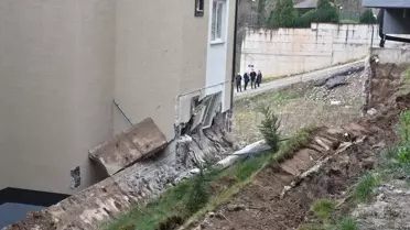 İstinat duvarı enkaz görüntüsü