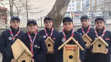 Kurulan kuş yuvası ve yemliklerin yakın çekimi