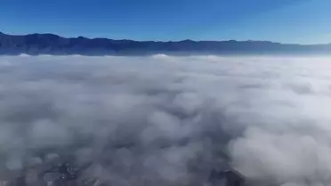 Drone ile çekilmiş sisli Erbaa manzarası