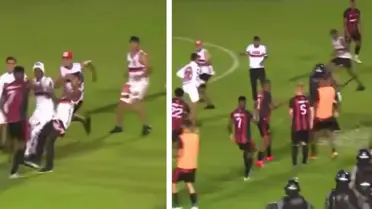 Maç sırasında sahaya giren taraftarlar