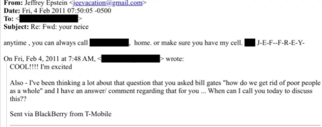 Epstein’ın belgelerinden bir ekran görüntüsü