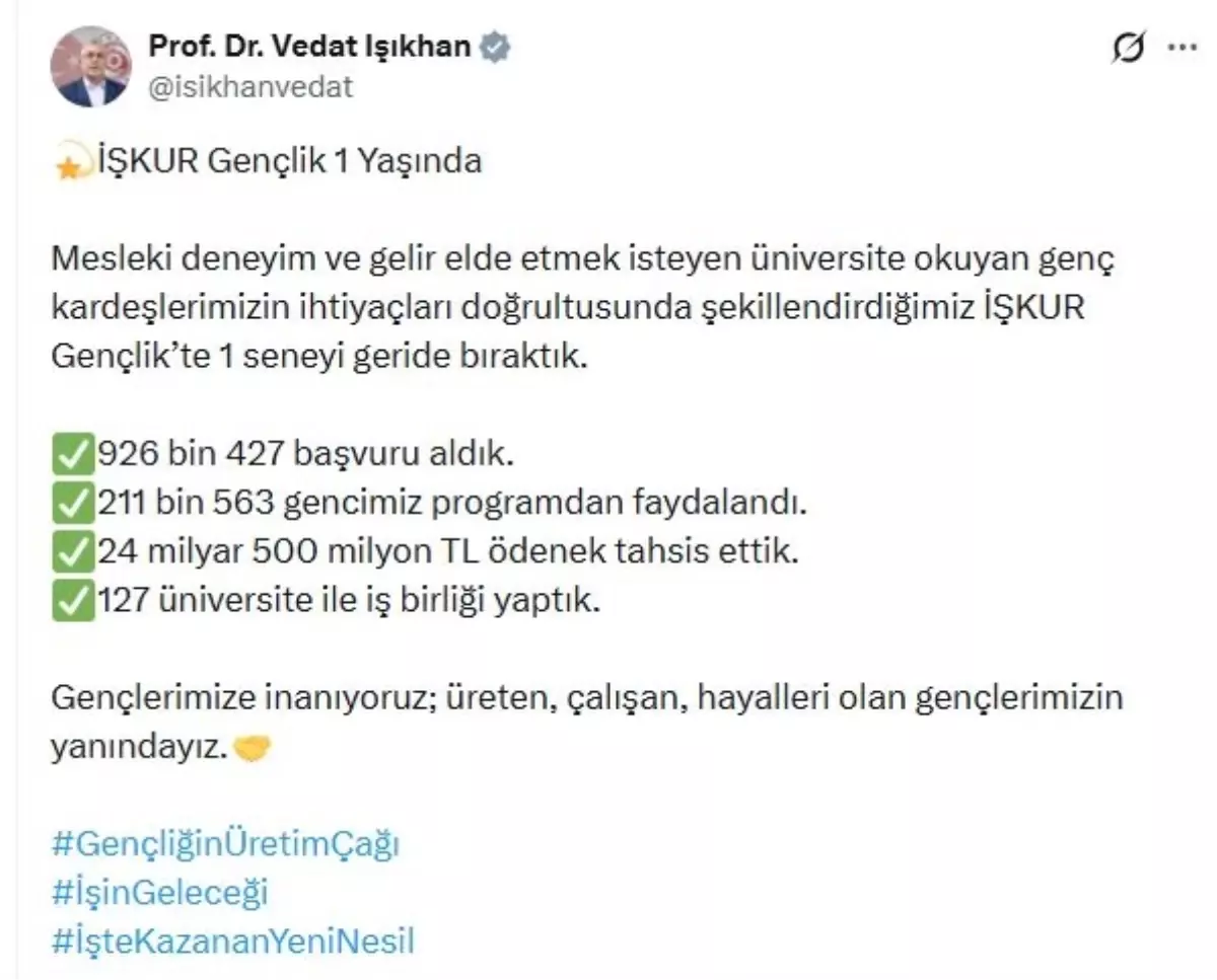 İŞKUR Gençlik Programı Bir Yılda 211 Bin Gençte Büyük Etki Yaratıyor