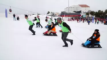 Erciyes Dağı'nda kızak yarışı başlangıcı