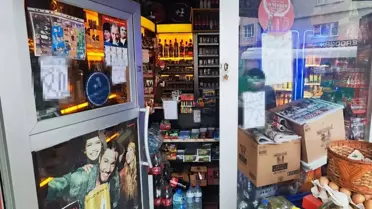 İçki fiyat etiketleri camda asılı