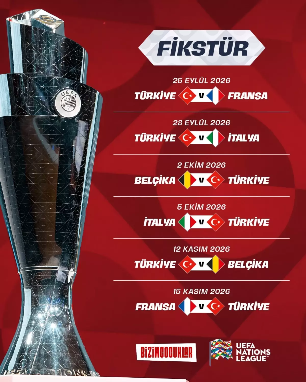 A Milli Takım’ın UEFA Uluslar Ligi 2026 Takvimi Açıklandı: Fransa, İtalya ve Belçika Rakipleri