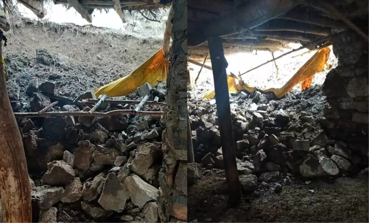 Şiddetli Yağışlar Hakkari Bay Köyünde Ahırı Yıktı, Hayvanlar Güvende