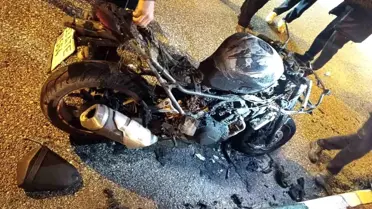 Osmaniye Düziçi’de Park Halindeki Motosiklet Aniden Alev Aldı