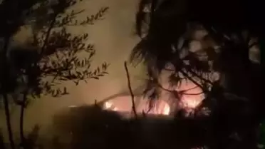 Söndürülen otomobilin yanmış hali