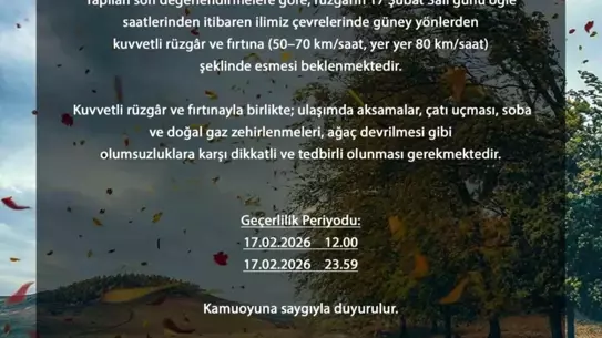 Bursa’da Şiddetli Rüzgar ve Fırtına Uyarısı: 80 km/sa’ye Kadar Hız Bekleniyor