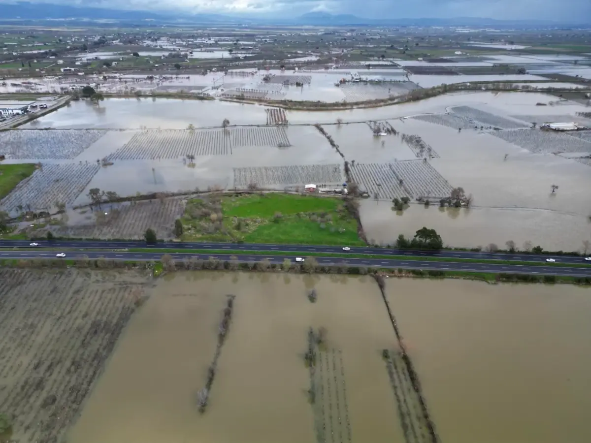 Manisa’da Gediz Nehri Taşkınları Tarım Alanlarını Su Altına Çekti
