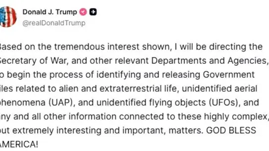 Trump, UFO Belgelerini Açığa Çıkaracağını Duyurdu: Dünya Dışı Yaşam Araştırması Başlıyor
