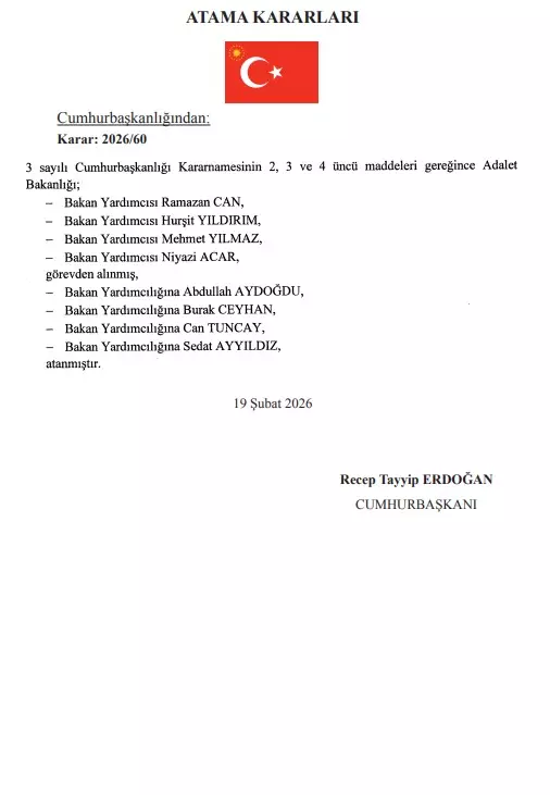 Adalet Bakanlığı yeni atamaları