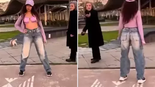 İzmir'de Kış Gününde Açık Kıyafetli Dansçıya Vatandaşın Şaşkın Tepkisi