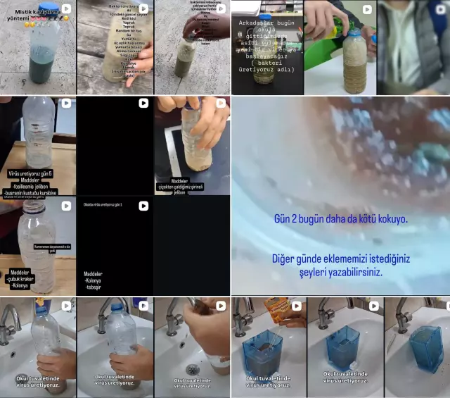 Öğrencilerin virüs üretme deneyi fotoğrafı