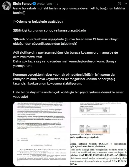 Elçin Sangu'nun sosyal medya paylaşımı