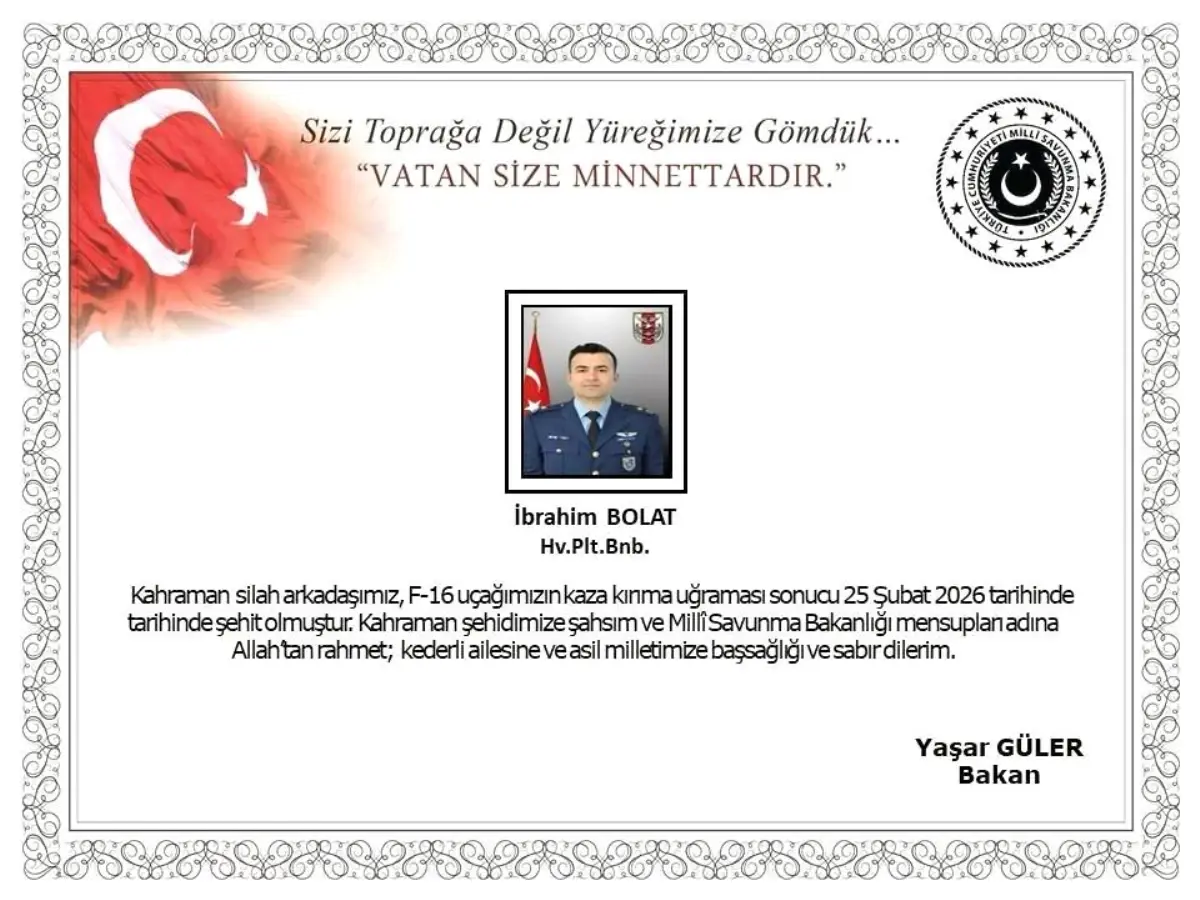 Balıkesir'de F-16 Çöküşü: Hava Pilot Binbaşı İbrahim Bolat Şehit Oldu