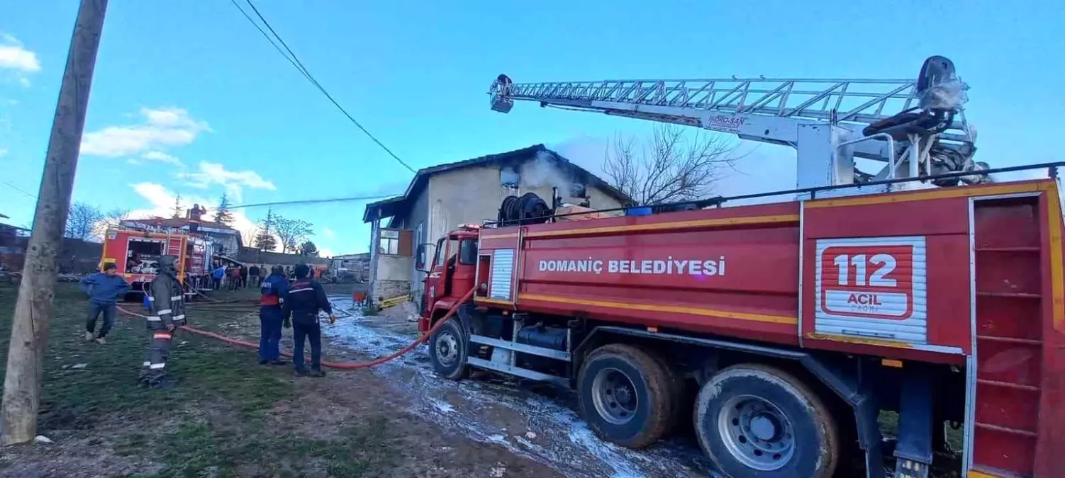 Domaniç'te çatı yangını