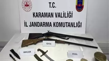 Karaman'da Jandarma Operasyonu: 6 Şüpheli Tutuklandı, Uyuşturucu ve Tarihi Eser Ele Geçirildi