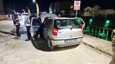Cide'de Fiat Otomobilde Çıkan Yangın Hızlıca Söndürüldü