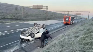 Tekirdağ'da Virajda Takla Atan Araçta Emniyet Kemerleri Hayati Rol Oynadı