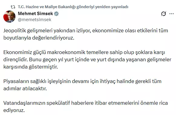 Bakan Şimşek konuşma yapıyor