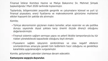 Finansal İstikrar Komitesi'nden Bölgesel Gerginlik Analizi