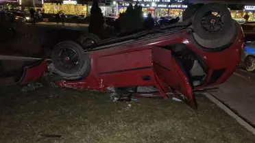 Çorum’da Direksiyon Kaybı Sonucu Araç Takla Attı, Sürücü Yaralı