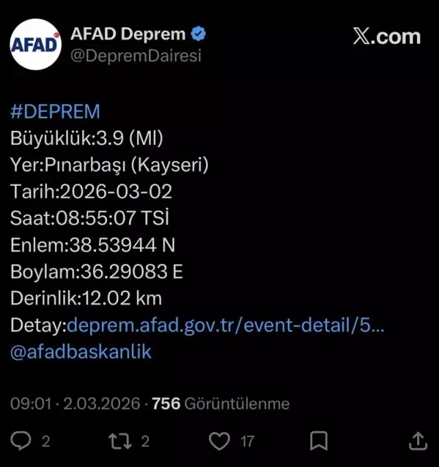 Kayseri deprem sonrası inceleme