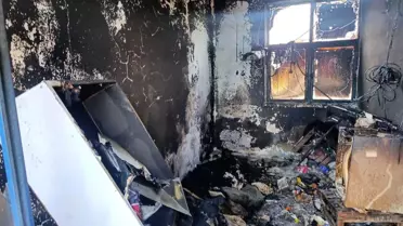 Yangın sonrası evin iç kısmı