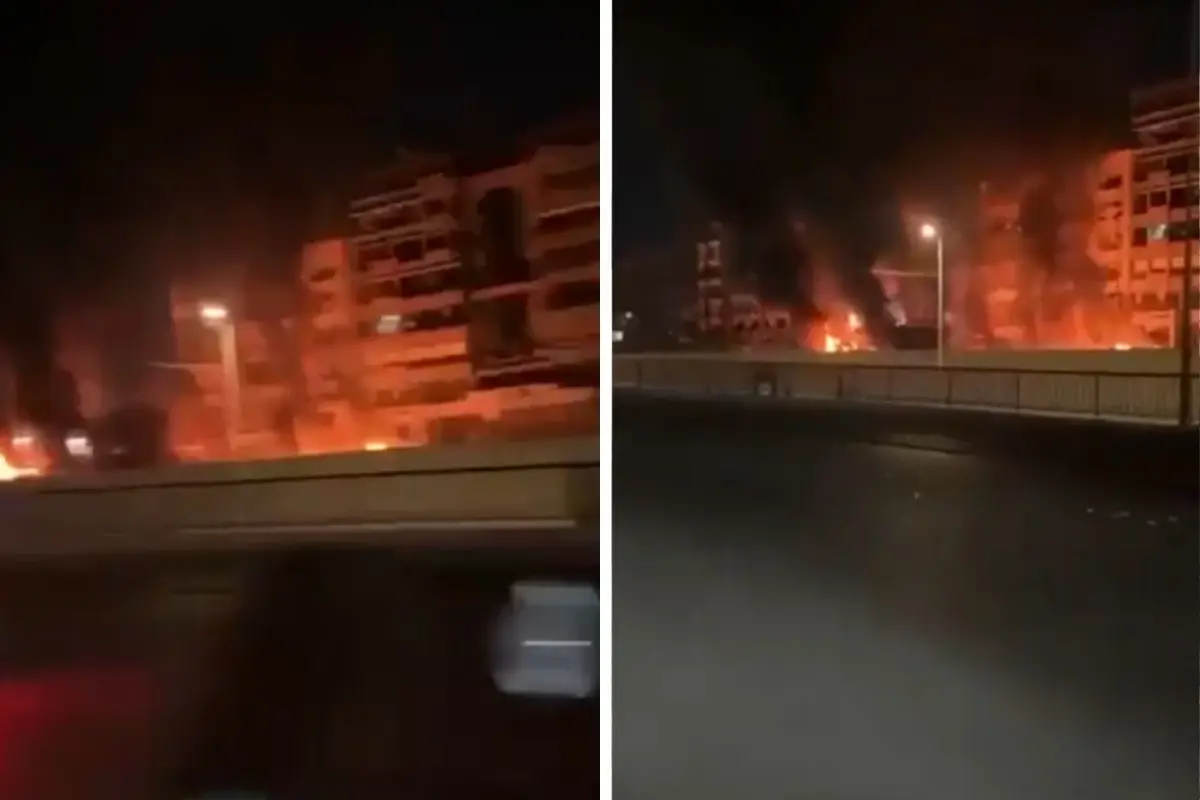 İsrail'in Lübnan Hedefli Hava Saldırısı Sonrası Çıkan Yangınlar Görüldü