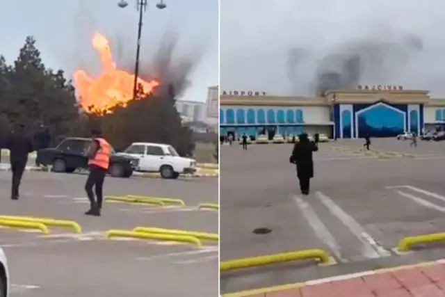 Nahçıvan Havalimanı'na düzenlenen İHA saldırısı görüntüsü