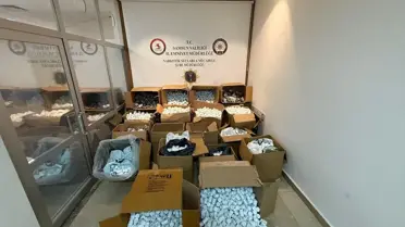 Operasyonda ele geçirilen uyuşturucu hapların fotoğrafı