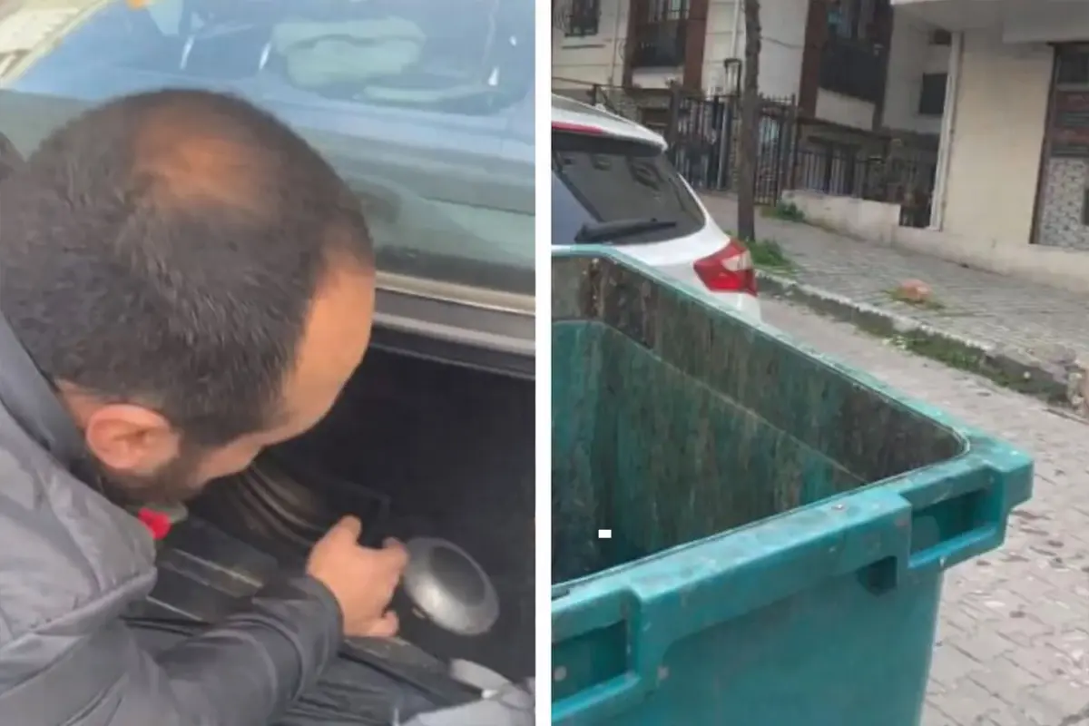 Savaş Satış, 21 bin TL'lik ses cezasını protesto etmek için aracındaki hoparlörleri çöpe attı